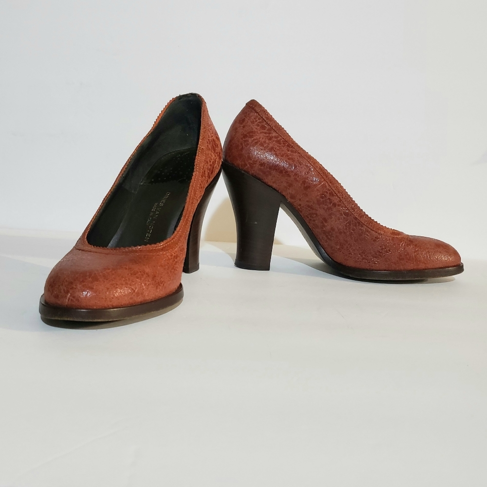 Dries Van Noten Reddish Brown Wooden Block Heel Sz: 6.5